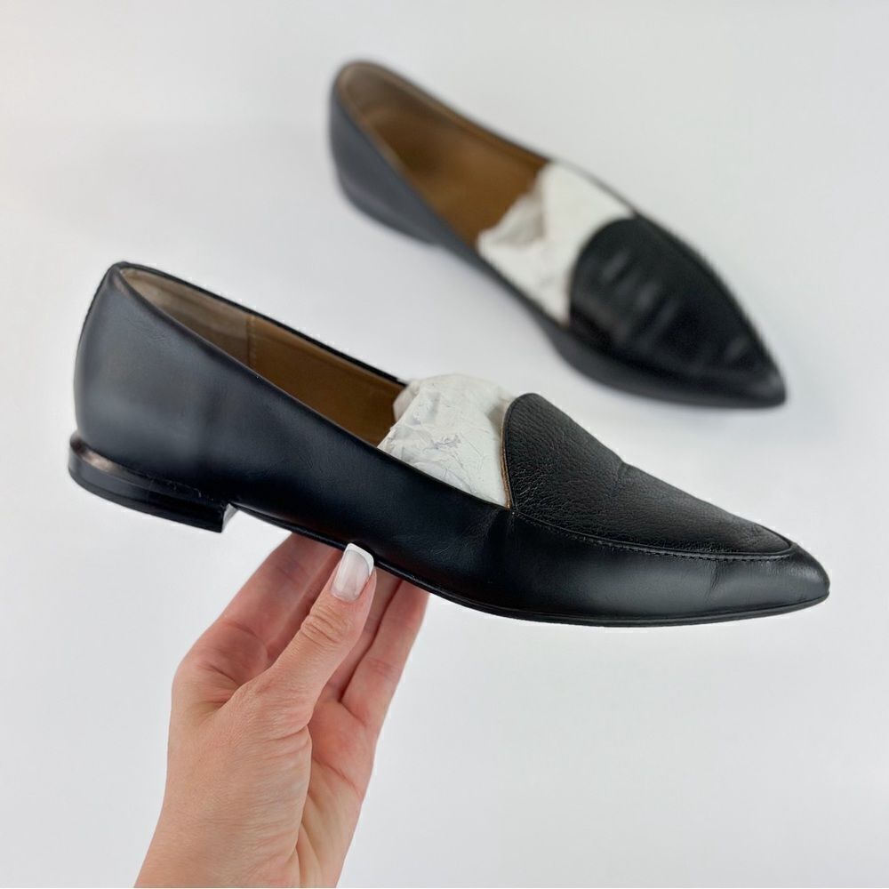 Everlane The Modern Piont Leather Loafers Flat Slip On Italy In Black Size US 6